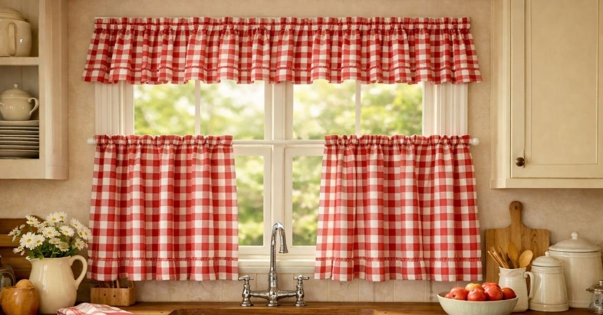 Cozy cottage kitchen curtain ideas with floral vintage curtains in a charming cottage kitchen