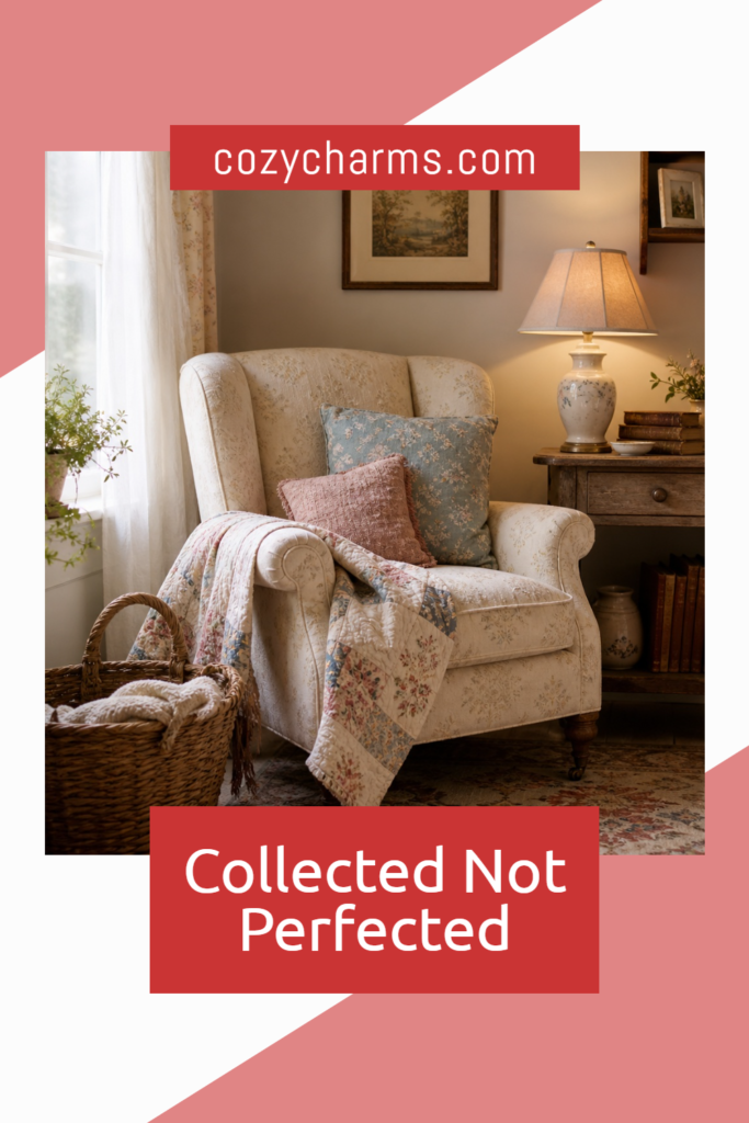 a vintage living room of mismatched decor
