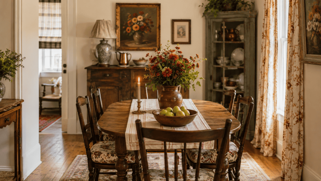 simple seasonal touches, soft decor, and cozy vintage cottage charm.
