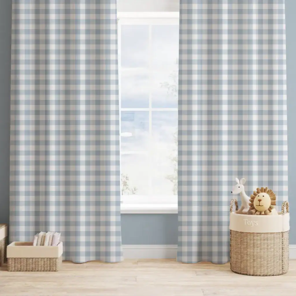 blue ginghams curtains